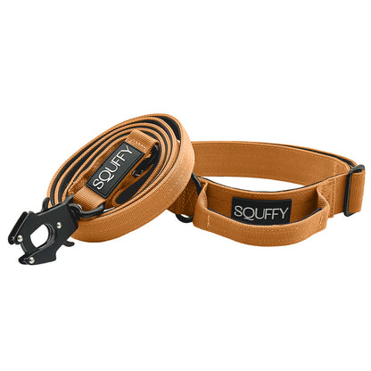 Tactical Dog Collar Honey Maze Cognac Brown